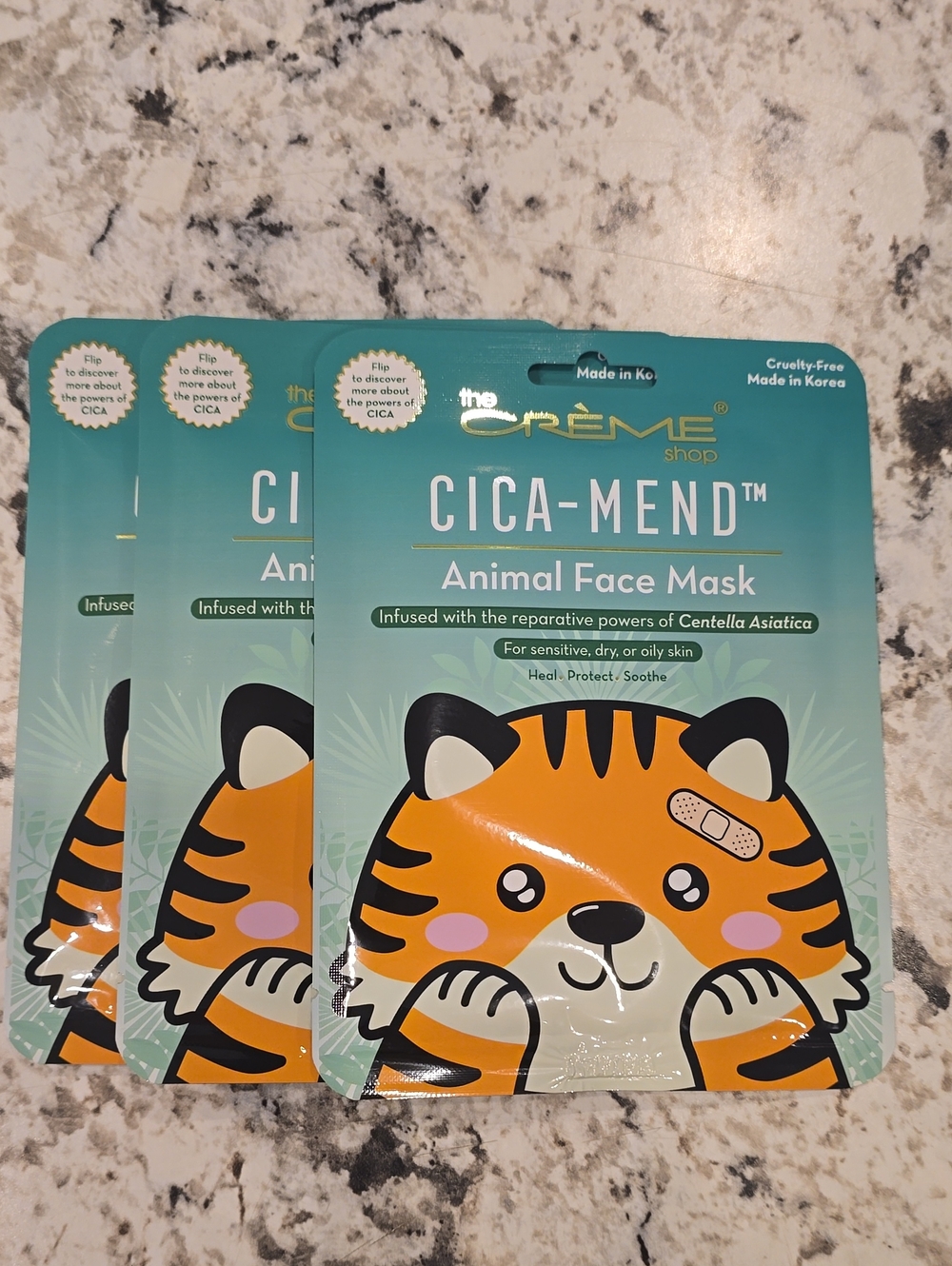 The Crème Shop CICA-MEND Tiger Animal Face Mask — Orange Soothing Sheet Mask
